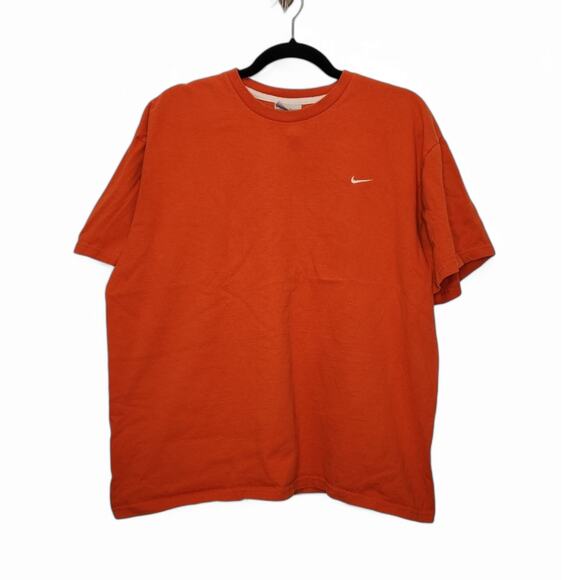 Vintage Nike Swoosh Check Orange Shirt Large Gray Tag VTG 90s - Picture 1 of 4